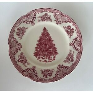 Vintage Johnson Bros Red Christmas Tree China Plate 8" England, holiday decor,